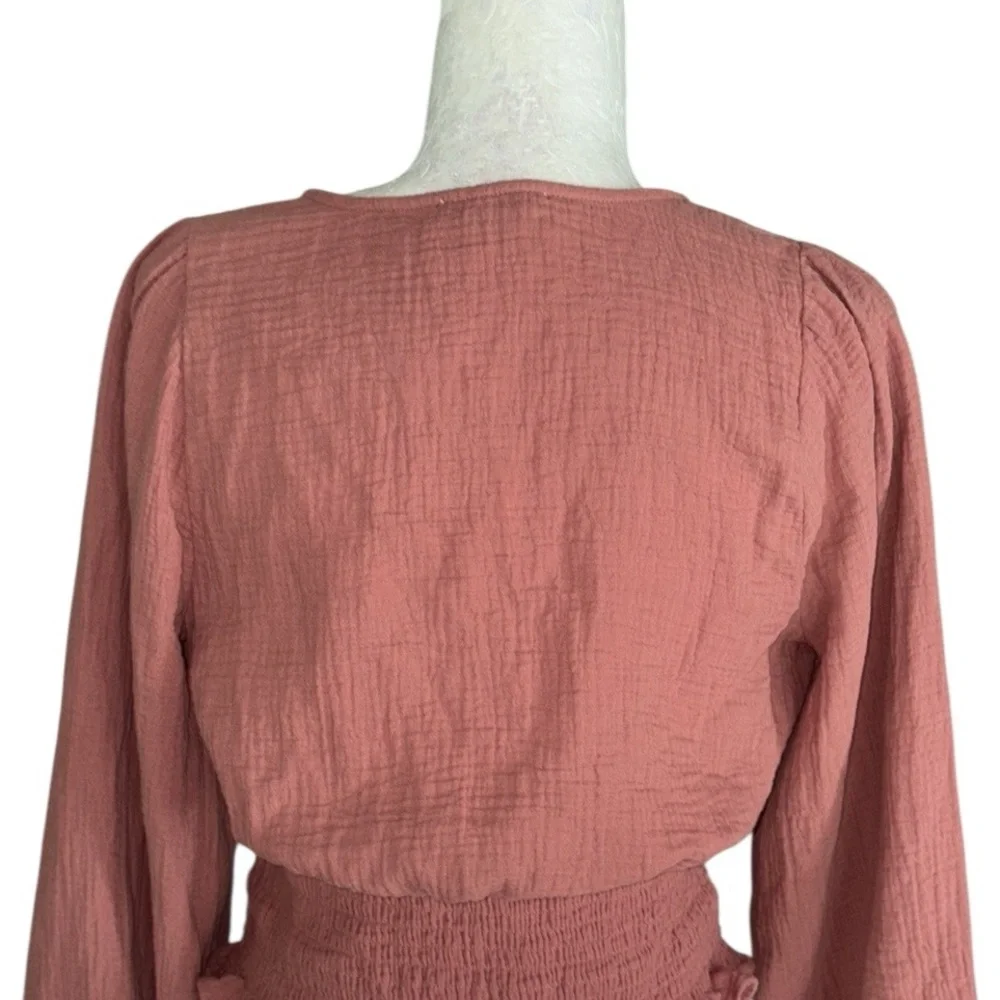 Madewell Julianne Lightspun Smocked Waist Cropped Top in Vintage Quartz - S